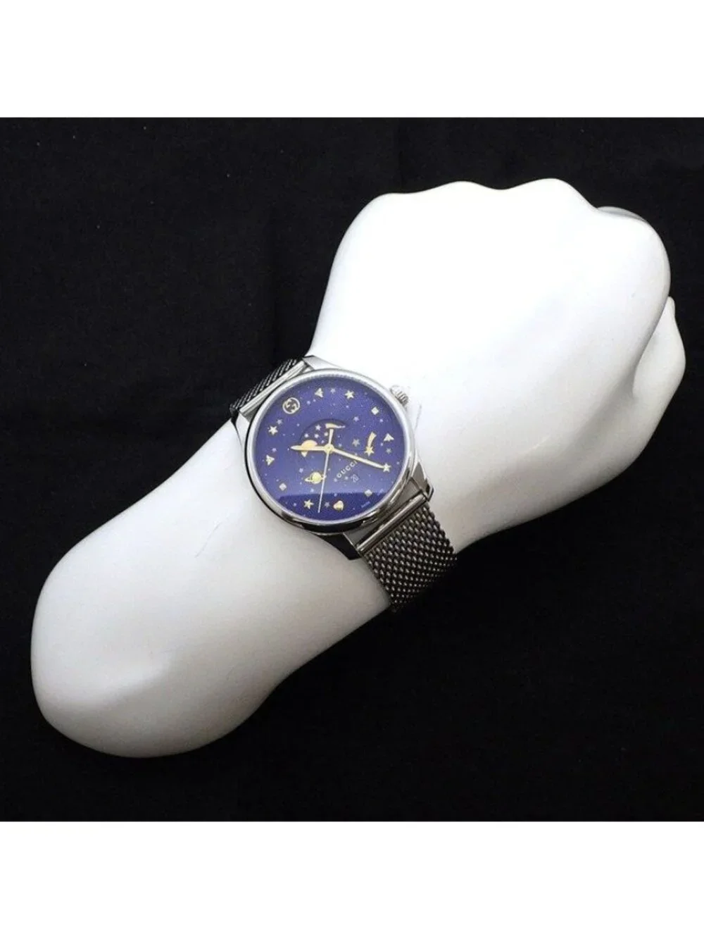 Gucci Watch G-timeless 126.3 Blue Dial Date Moon Phase SS Quartz Analog